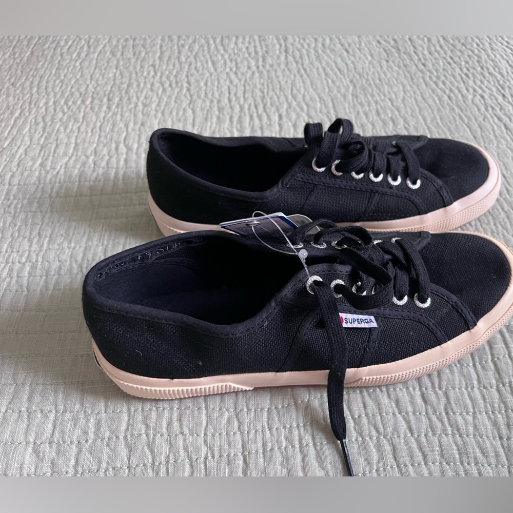 Superga Black and cream Canvas Sneakers - Picture 2 of 9